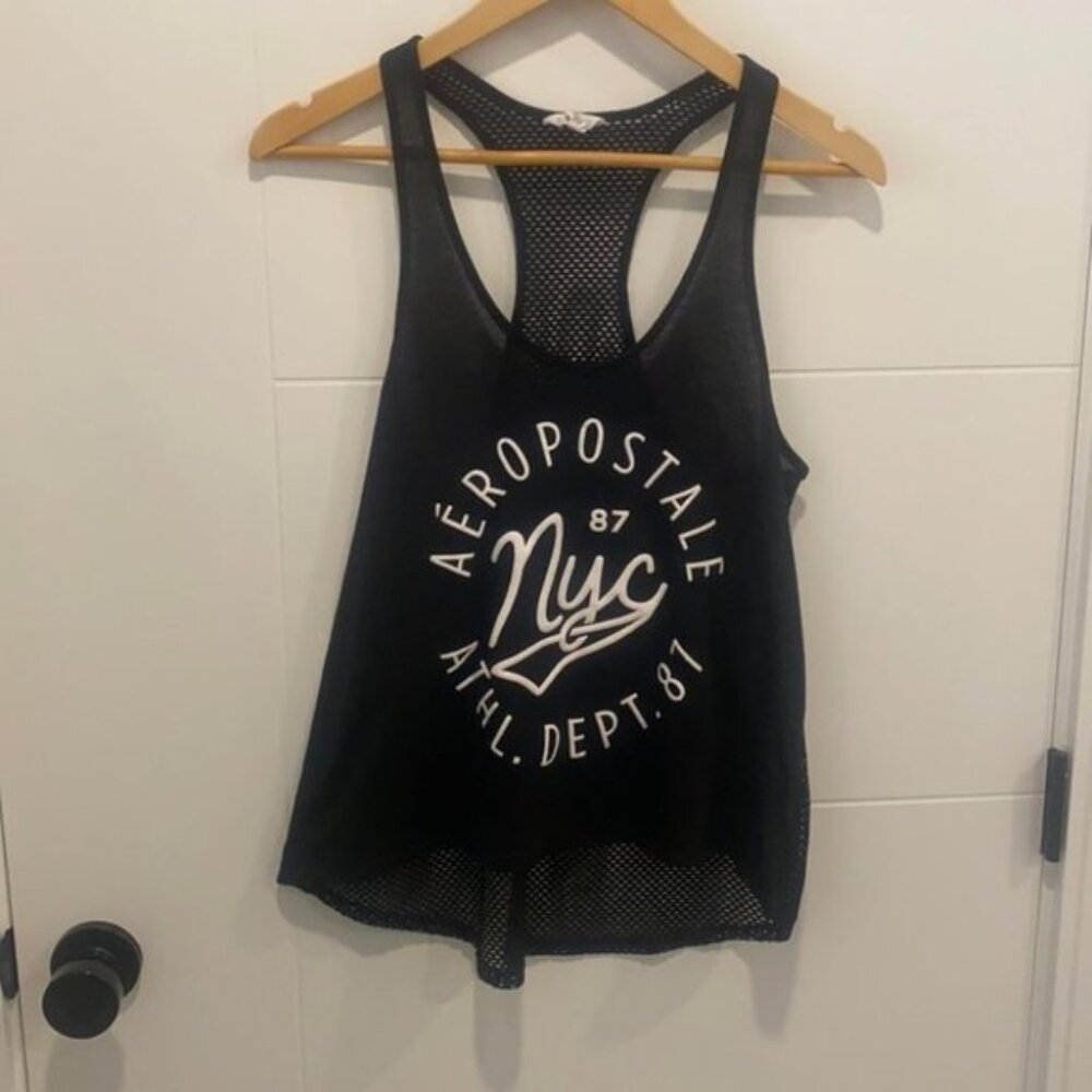 Aeropostale black fish net back tank top size medium